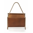 Pemberly Row Contemporary Leather Magazine Basket In Brown Finish