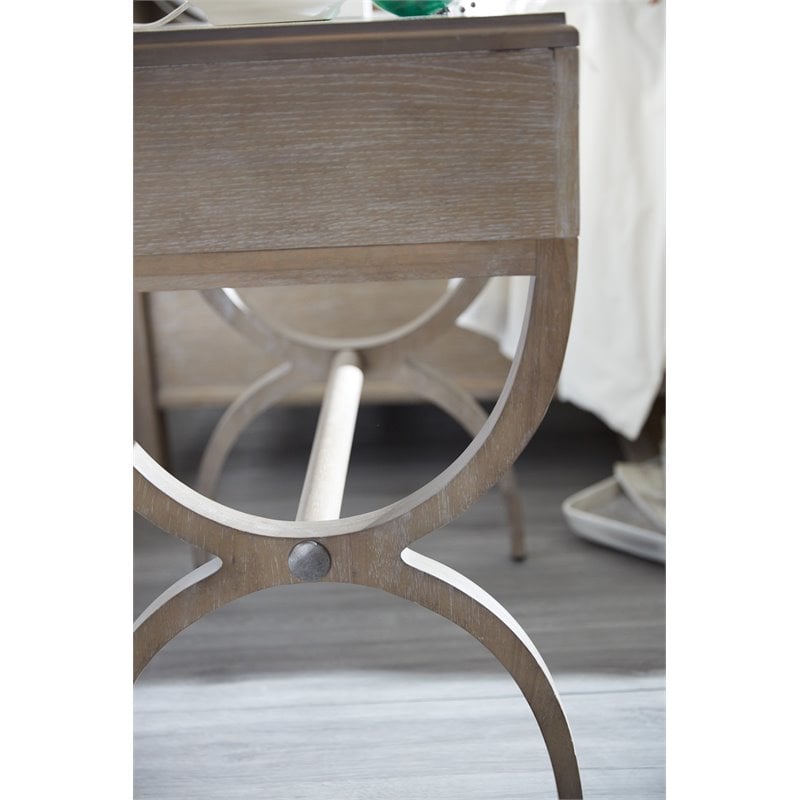Pemberly Row Contemporary Wood Leg Nightstand in Greige Sand-blasted Finish