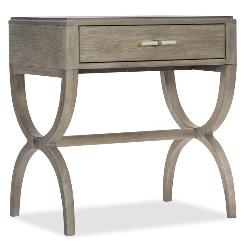 Pemberly Row Contemporary Wood Leg Nightstand in Greige Sand-blasted Finish