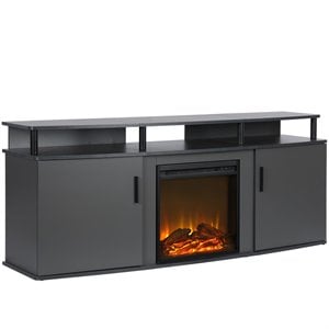 Pemberly Row Electric Fireplace TV Console for TVs up to 70&quot in Gray