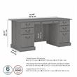 Pemberly Row Modern Executive Desk with Drawers in Modern Gray