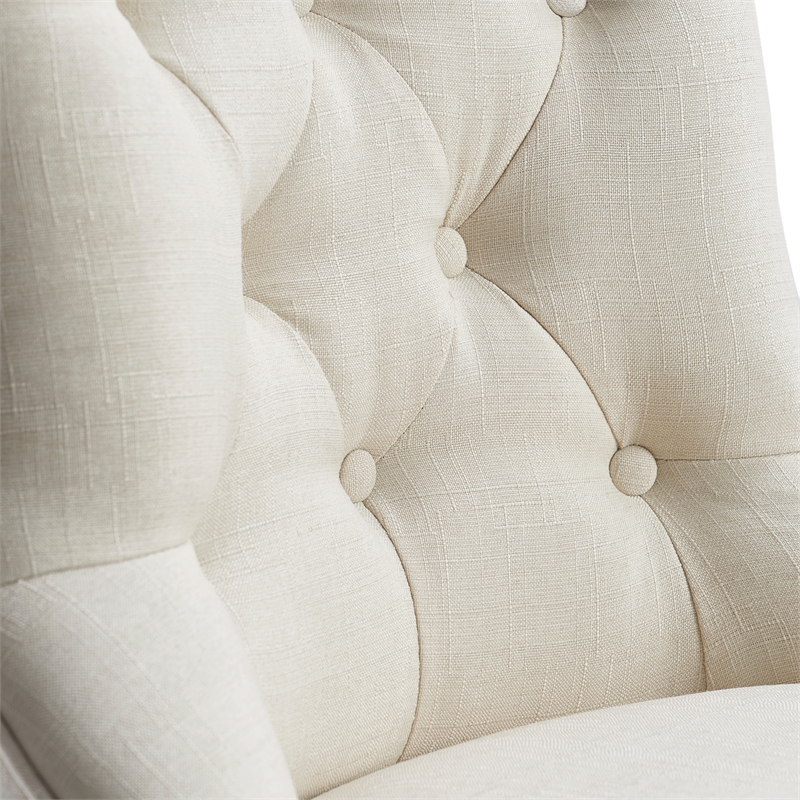 Pemberly Row Contemporary Cream Tufted Dining Chair Set of 2