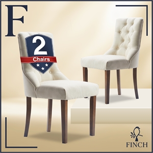 Pemberly Row Contemporary Cream Tufted Dining Chair Set of 2
