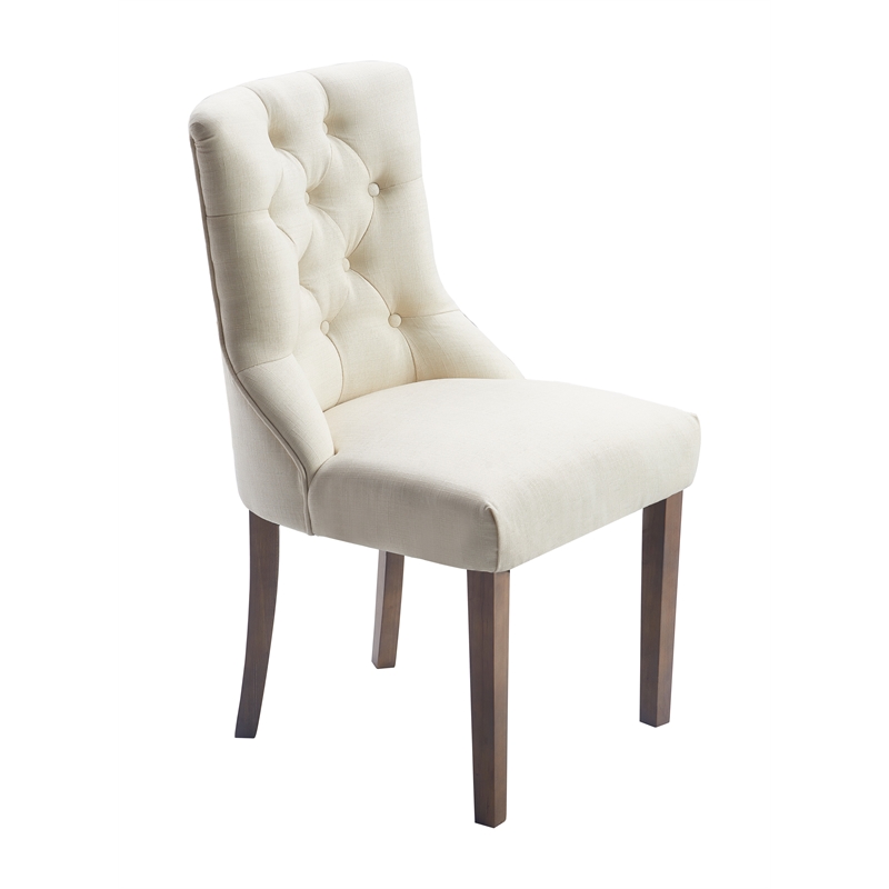 Pemberly Row Contemporary Cream Tufted Dining Chair Set of 2