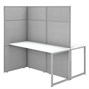 Pemberly Row Engineered Wood 60W 2 Person Cubicle Desk with 66H Panels in White