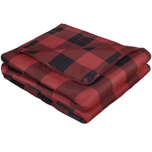 Pemberly Row 48x72&quot Printed Microfiber Weighted Blanket in Red and Black