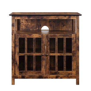 Pemberly Row TV Stand with Storage Cabinets in Brown Wood Finish