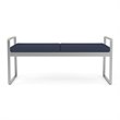 Pemberly Row Reception Waiting Room Healthcare 2-Seat Bench - Silver and Blue