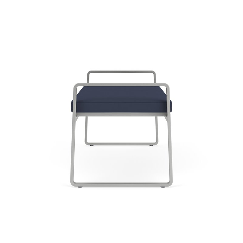 Pemberly Row Reception Waiting Room Healthcare 2-Seat Bench - Silver and Blue