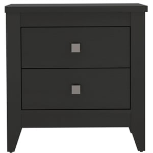Pemberly Row Contemporary 2-Shelf Engineered Wood Nightstand in Black