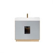 Pemberly Row Single Sink Bathroom Vanity Natural Oak Wood White Top - No Mirror