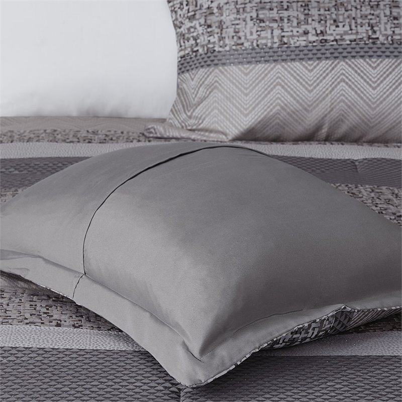 Pemberly Row 7-Piece Polyester Jacquard Comforter Set in Gray/Taupe