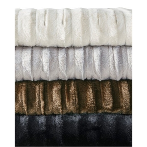 Pemberly Row Contemporary Polyester Knitted Solid Faux Fur Heated Throw in Gray