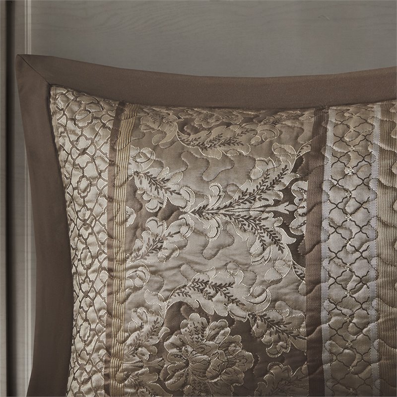 Pemberly Row 5-Piece Polyester Jacquard & Cotton Bedspread Set in Brown