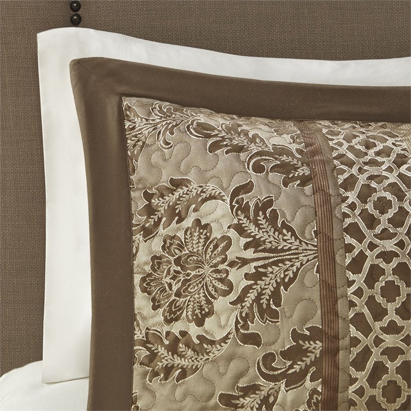 Pemberly Row 5-Piece Polyester Jacquard & Cotton Bedspread Set in Brown