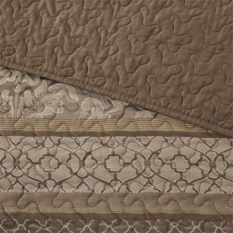 Pemberly Row 5-Piece Polyester Jacquard & Cotton Bedspread Set in Brown