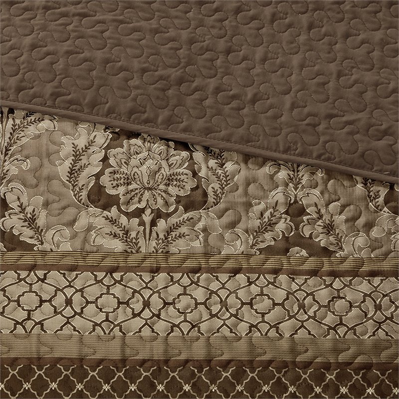 Pemberly Row 5-Piece Polyester Jacquard & Cotton Bedspread Set in Brown