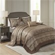 Pemberly Row 5-Piece Polyester Jacquard & Cotton Bedspread Set in Brown
