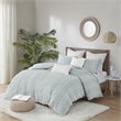 Pemberly Row Modern Cotton Jacquard Full/Queen Duvet Cover Set in Aqua Blue