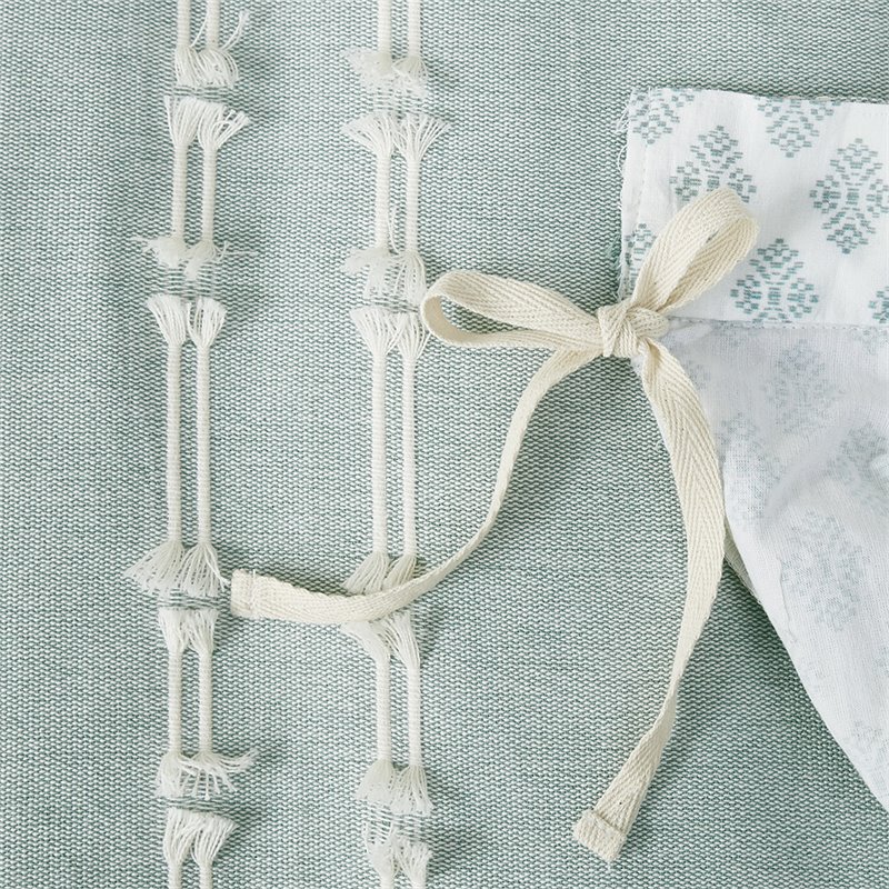 Pemberly Row Modern Cotton Jacquard Full/Queen Duvet Cover Set in Aqua Blue