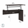 Pemberly Row Engineered Wood 3 Position Sit to Stand Desk Return in Heather Gray