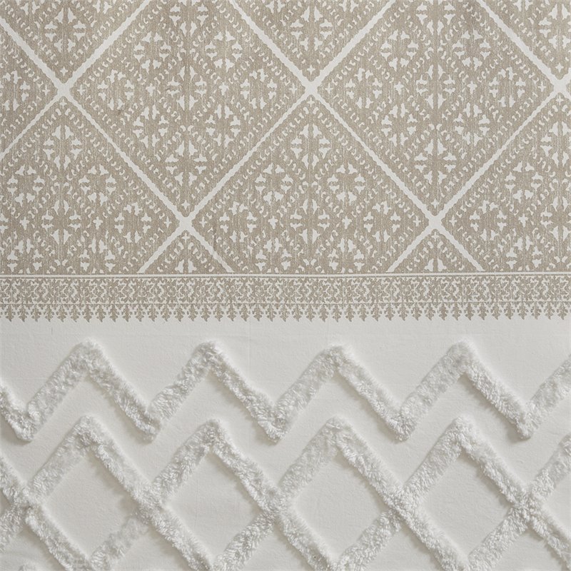 Pemberly Row Cotton Printed Window Curtain Panel with Lining in Beige