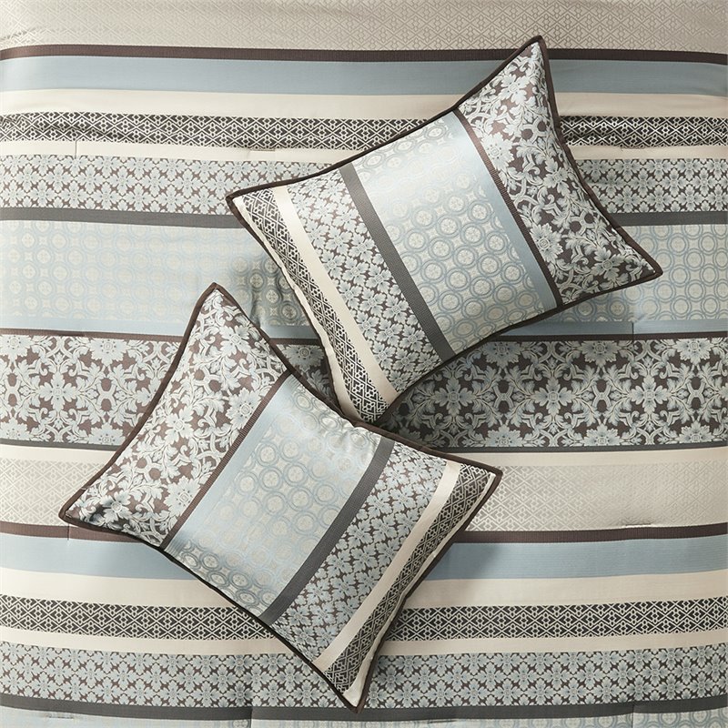 Pemberly Row 7-Piece Polyester Jacquard Comforter Set in Blue