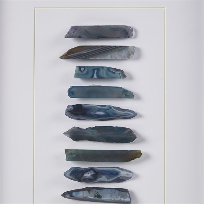 Pemberley Row Agate Blue Shadow Box Rectangular Unique Stone Cut 13.78
