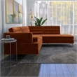 Pemberly Row Pillow Back Velvet Right-Facing Upholstered Sectional in Orange