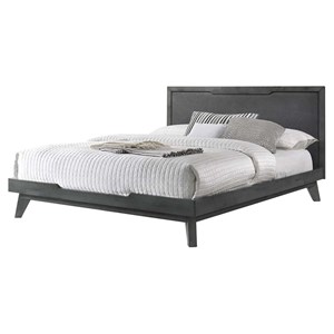 Pemberly Row 64x83&quot Modern Wood & Linen Fabric Queen Bed in Wash Gray