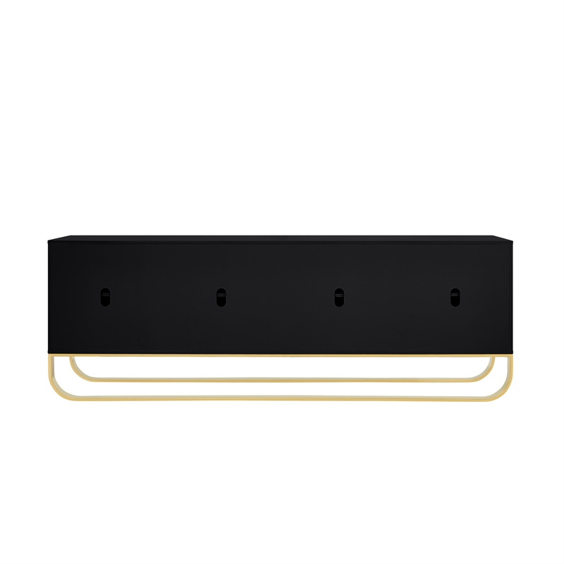 Pemberly Row Contemporary Wood Sideboard in Black / Gold Finish