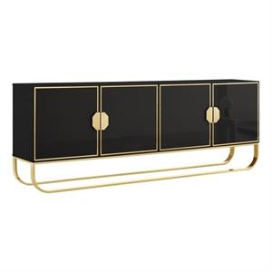 Pemberly Row Contemporary Wood Sideboard in Black / Gold Finish