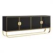 Pemberly Row Contemporary Wood Sideboard in Black / Gold Finish