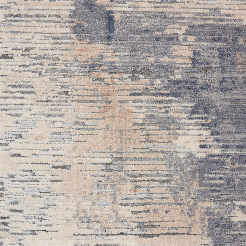 Pemberly Row Rustic Textures Fabric Indoor Rug in Beige & Gray Painterly