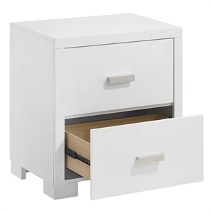 Pemberly Row Contemporary Solid Wood Two Drawer Nightstand in White