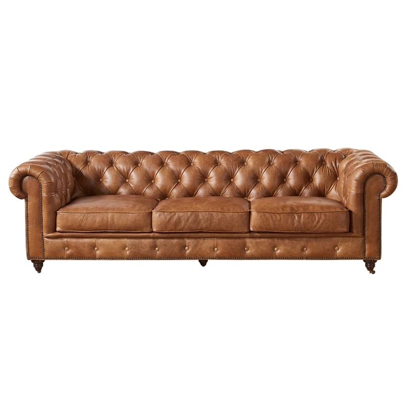 Pemberley Row Top Grain Leather Light Chestnut Sofa Rectangular 95