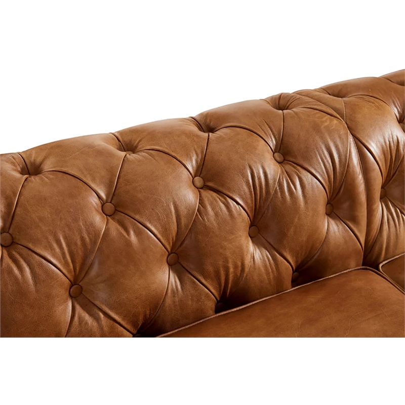 Pemberly Row Top Grain Leather Chesterfield 118