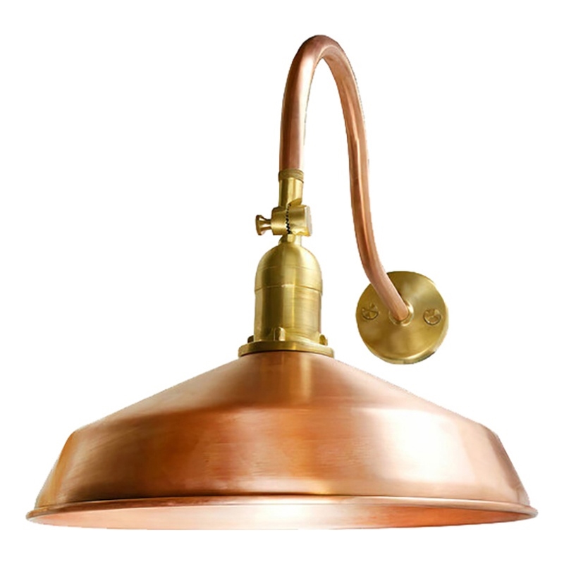 Pemberly Row Metal LED Outdoor Gooseneck Barn Light in Raw Copper