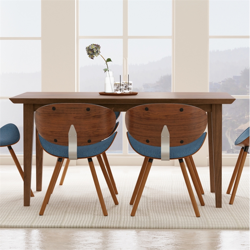 Pemberly Row Rectangle Modern Wood Dining Table in Walnut Brown