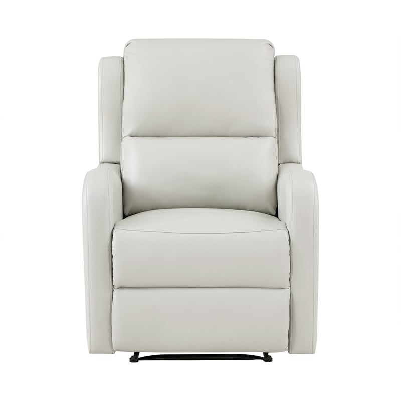 Pemberly Row Upholstered Faux Leather & Wood Manual Recliner in Taupe