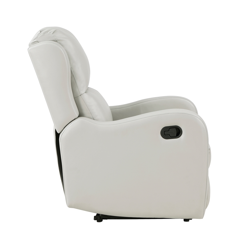 Pemberly Row Upholstered Faux Leather & Wood Manual Recliner in Taupe