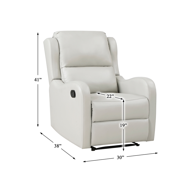 Pemberly Row Upholstered Faux Leather & Wood Manual Recliner in Taupe