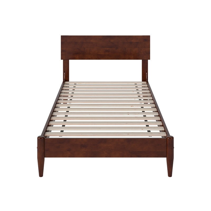 Pemberly Row Twin XL Solid Wood Modern Low Profile Platform Bed in Walnut