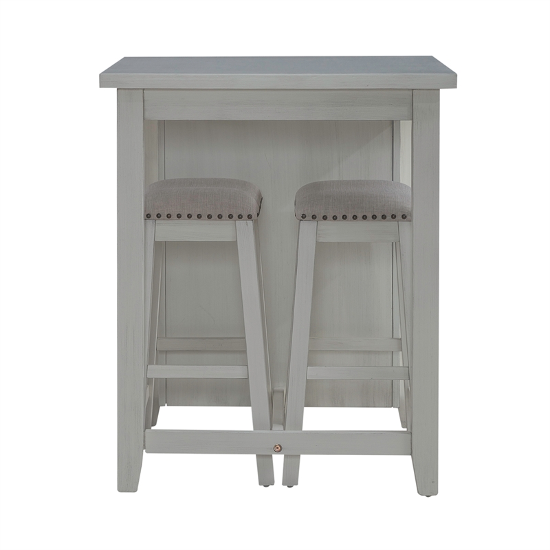 Pemberly Row Contemporary 3 Piece Wood Counter Set in White Finish