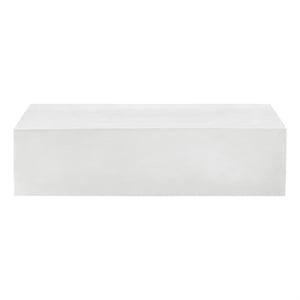 Pemberly Row Contemporary Stone Coffee Table in Ivory Finish
