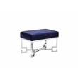 Pemberly Row Contemporary Stool in High Polish Steel and Navy Velvet