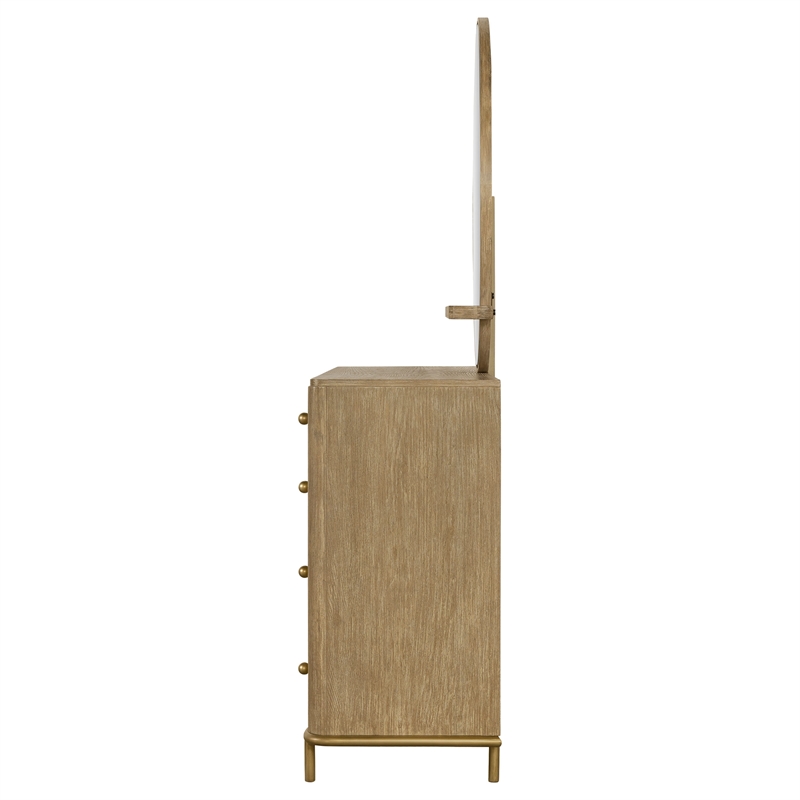 Pemberly Row Coastal 8-drawer Wood Dresser with Mirror Sand Wash