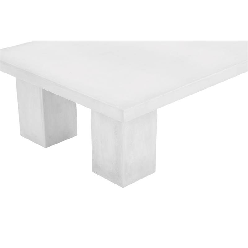 Pemberly Row Contemporary Rectangle Coffee Table Large In Ivory Concrete