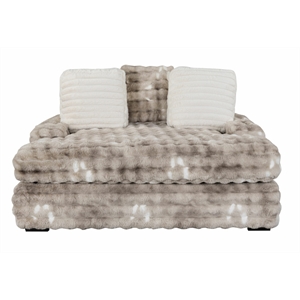 Pemberly Row Contemporary Fabric Lounger Sofa with USB in Gray