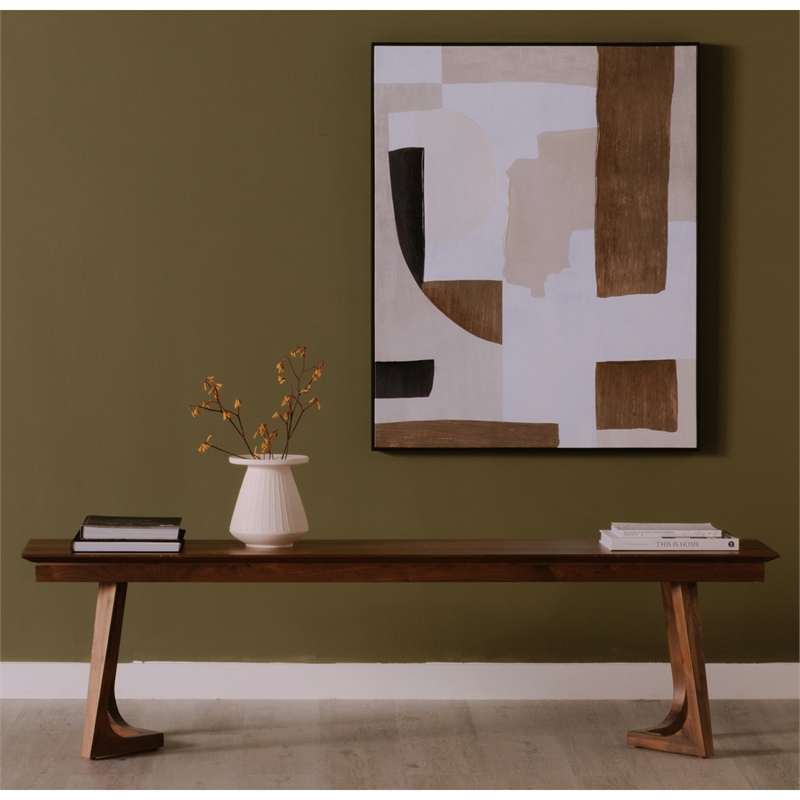 Pemberly Row Mid-Century Bench in Contemporary Solid Walnut Wood